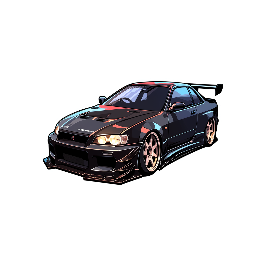 black nissan skyline art sticker