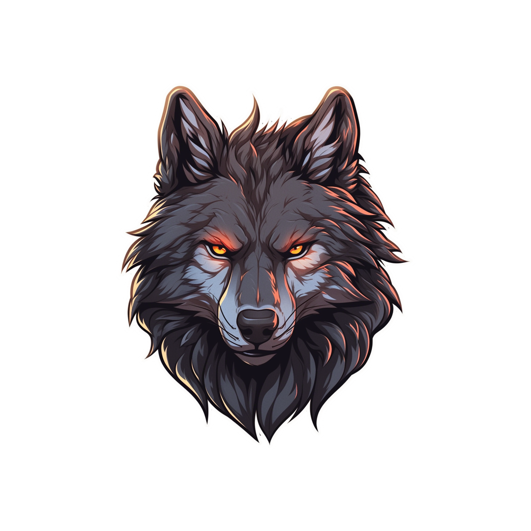 black wolf head sticker