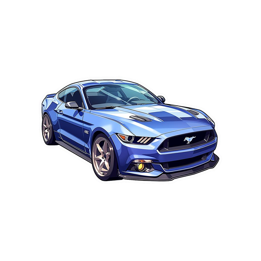 blue ford mustang car sticker