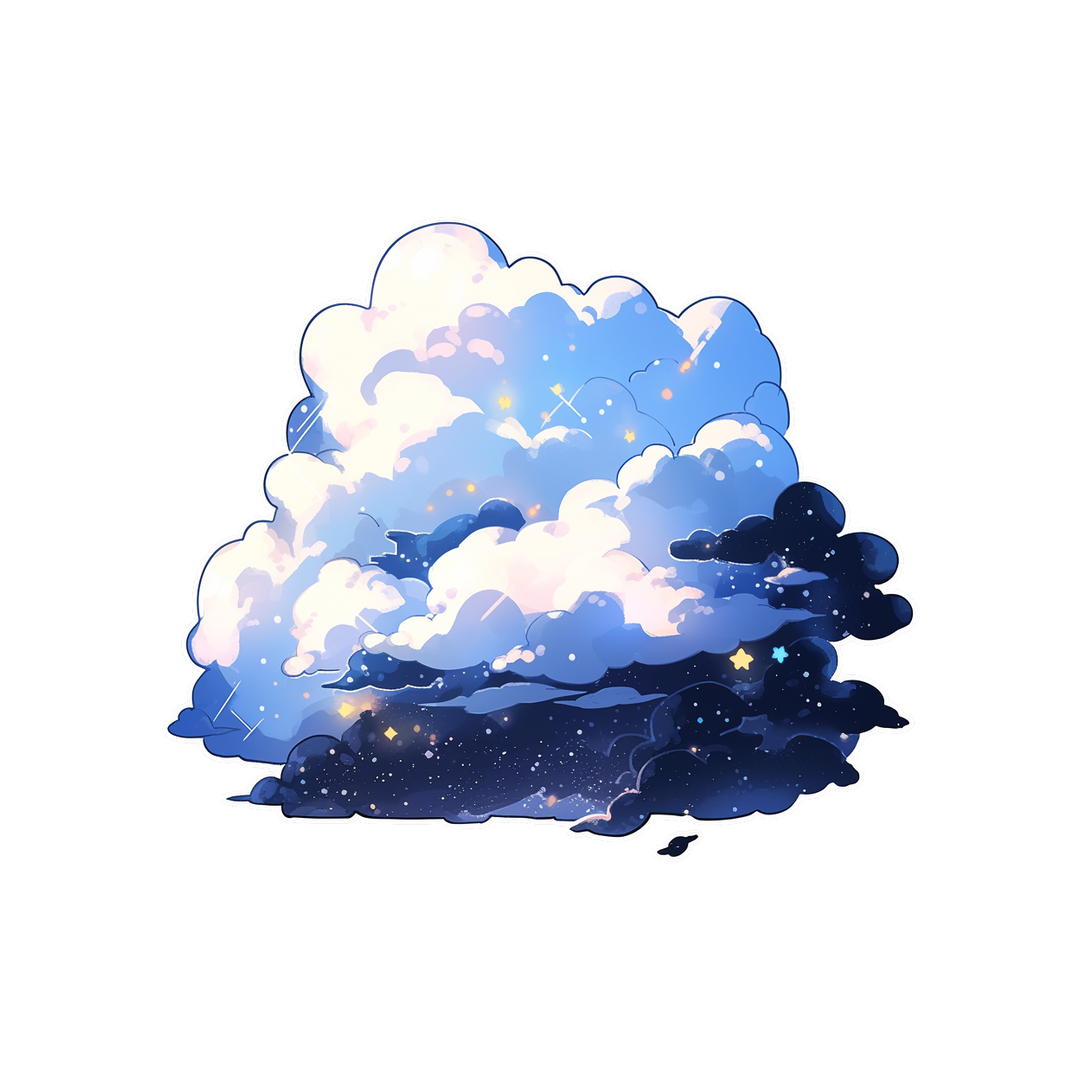 blue midnight clouds aesthetic sticker