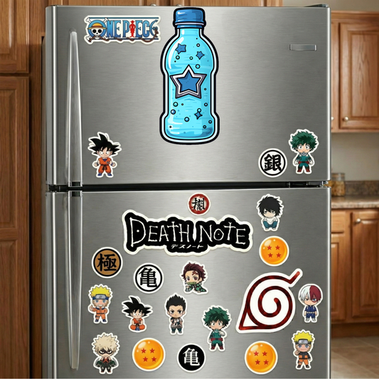 blue water bottle with stars sticker