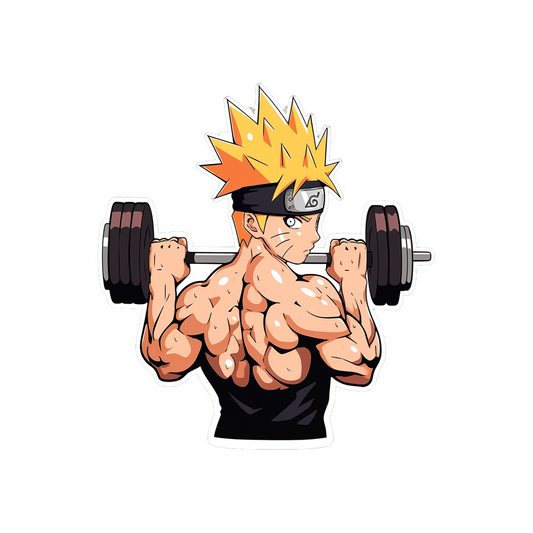 bodybuilder naruto lifting barbell sticker