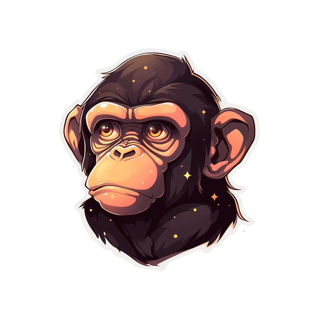 brown chimpanzee head sticker