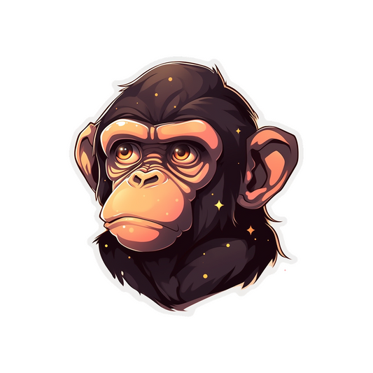 brown chimpanzee head sticker