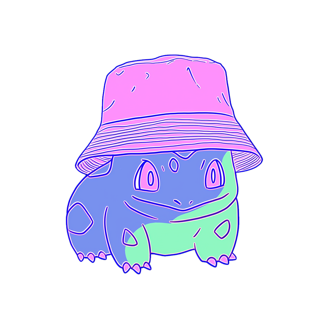 bulbasaur pastel bucket hat kawaii pokemon sticker
