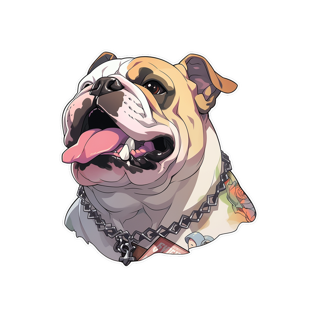 bulldog with a bone sticker