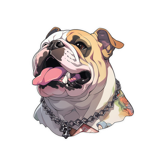 bulldog with a bone sticker