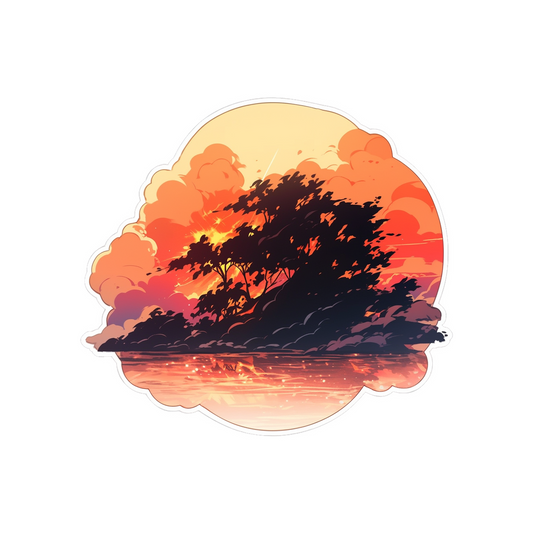 burning forest art sticker