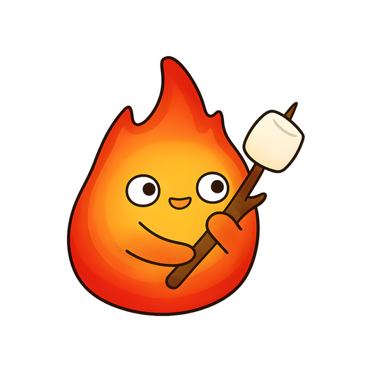 calcifer roasting marshmallow anime sticker