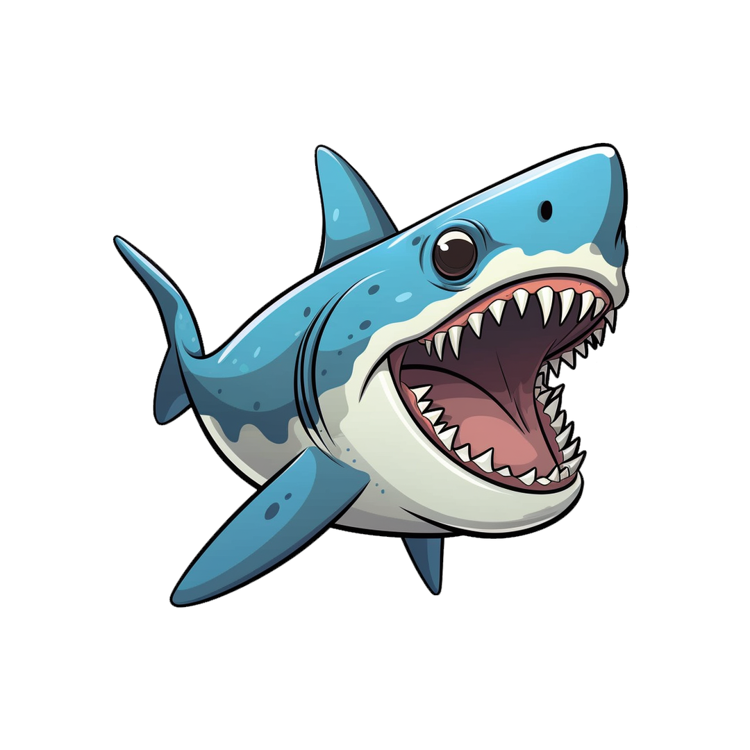 cartoon big toothy white shark sticker
