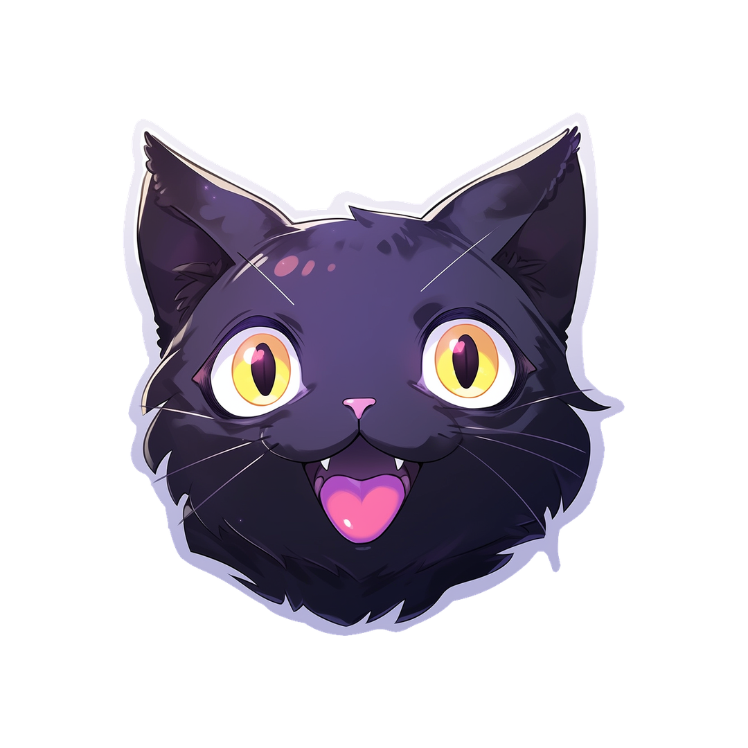 cat head with open mouth sticker