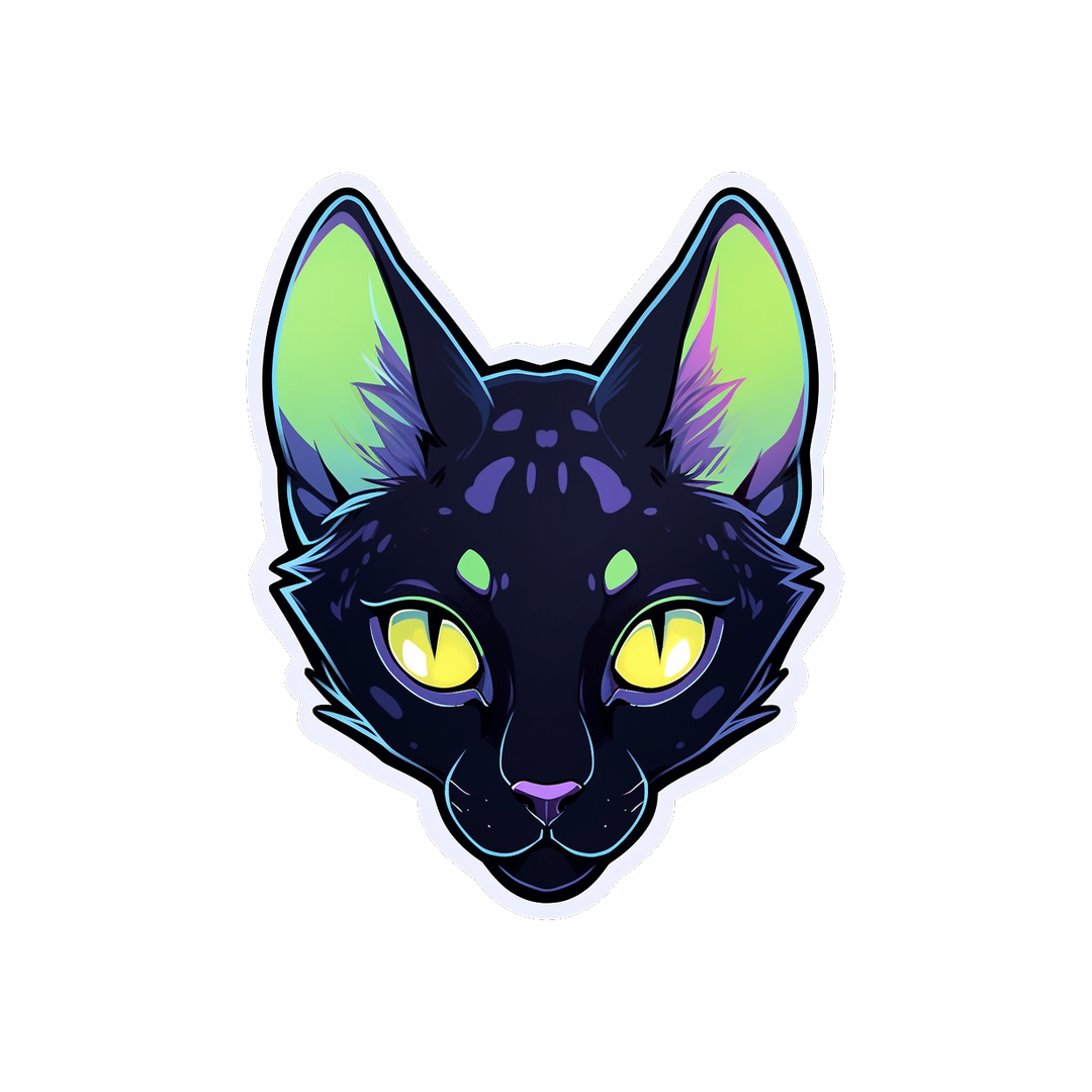 cat head with yellow eyes art sticker