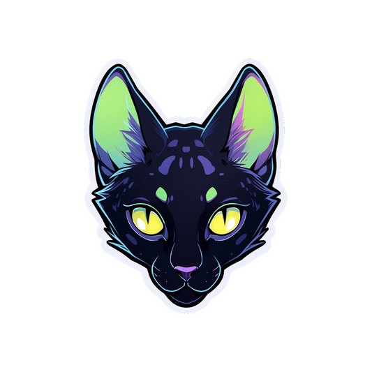 cat head with yellow eyes art sticker
