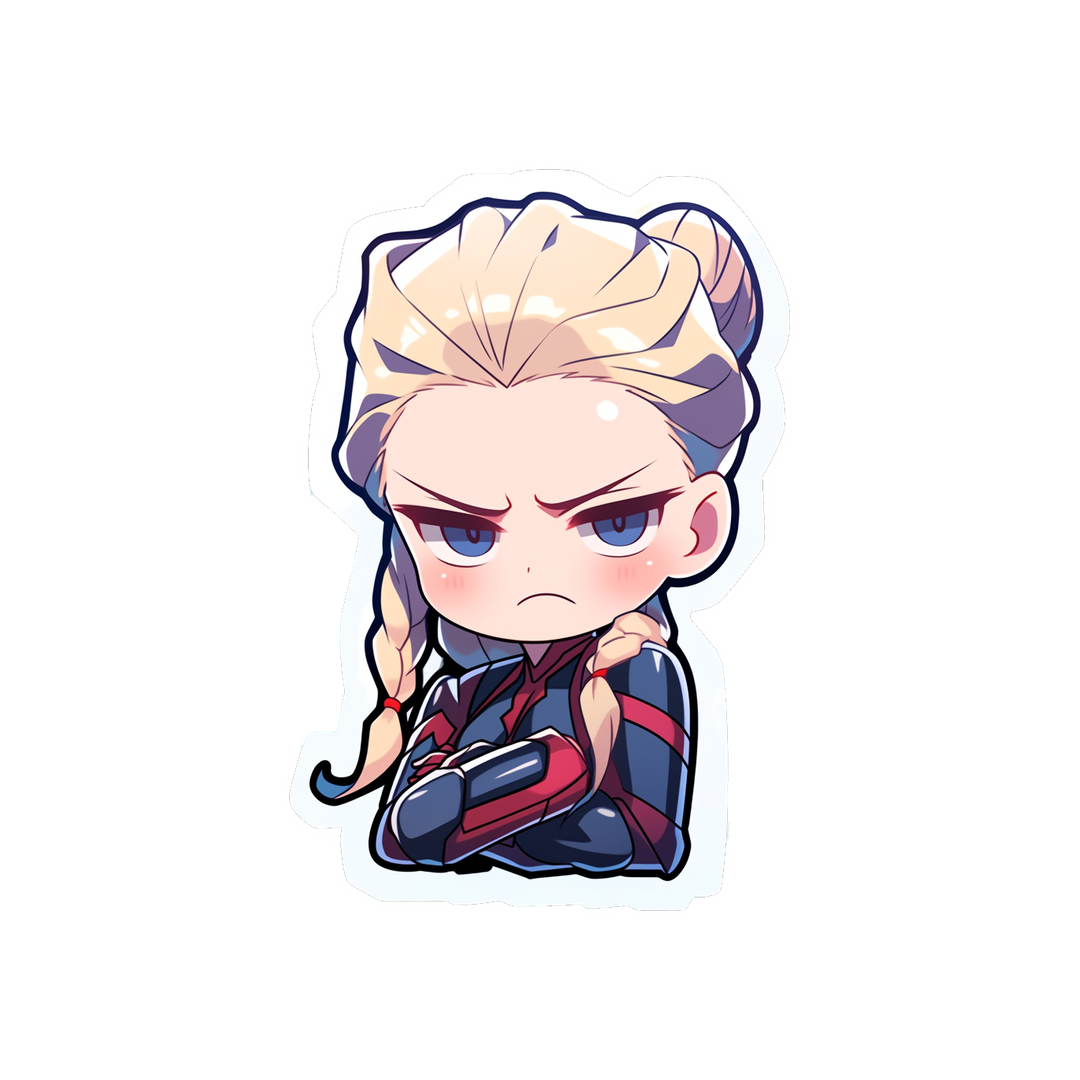 chibi angry captain marvel sticker