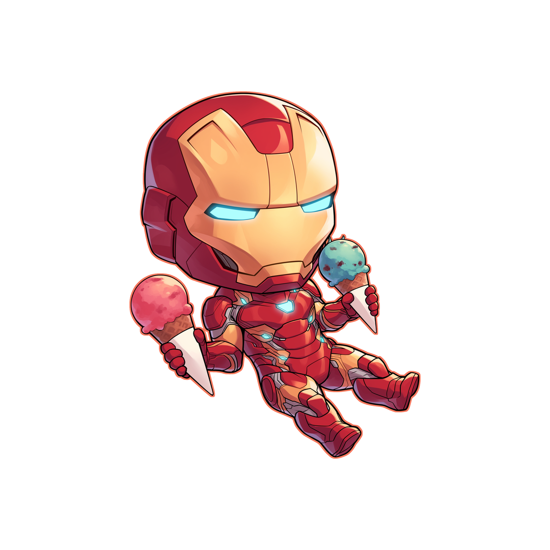 chibi iron man ice cream sticker