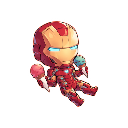 chibi iron man ice cream sticker