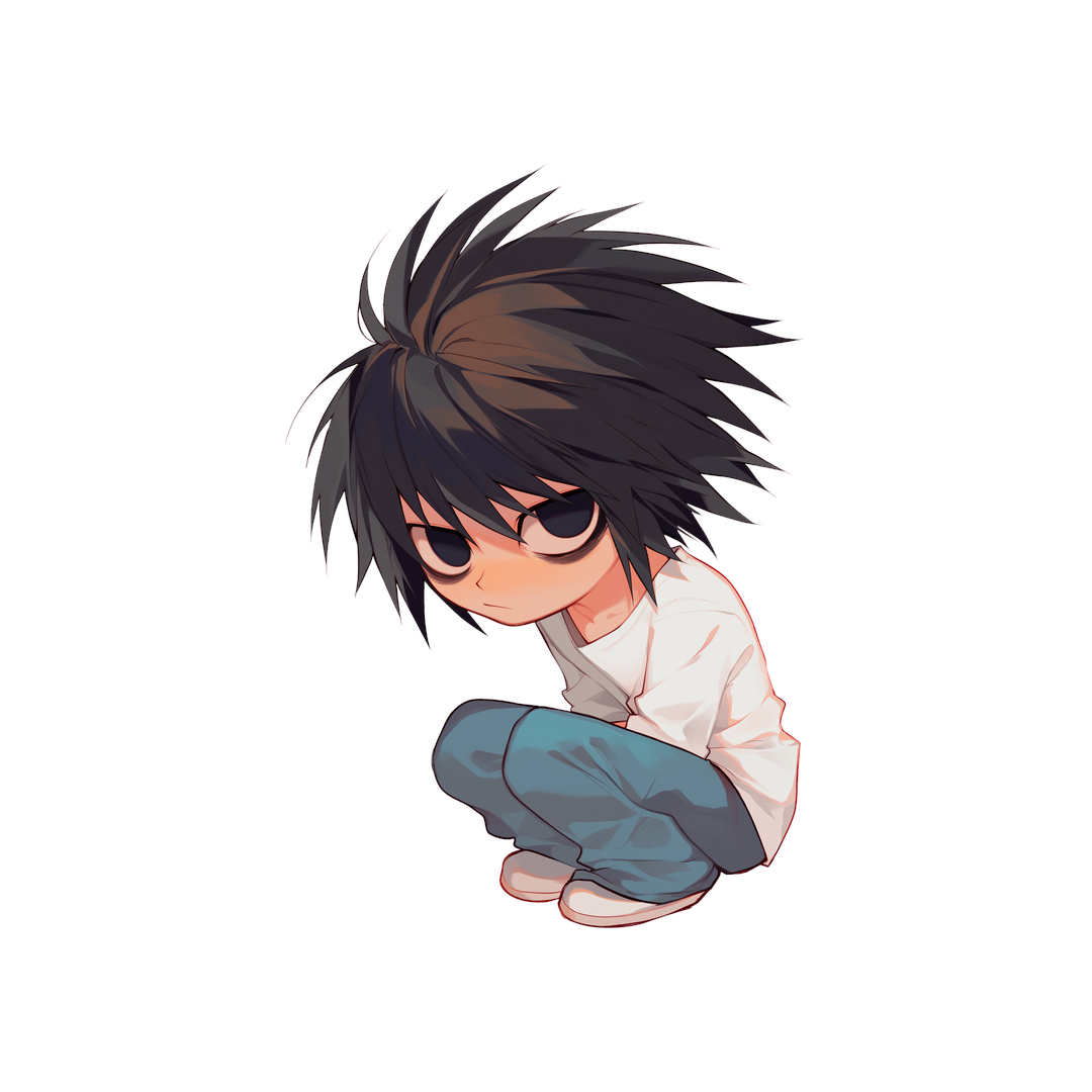 chibi l death note sitting sticker
