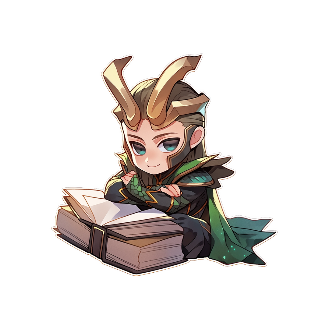 chibi loki reading book sticker