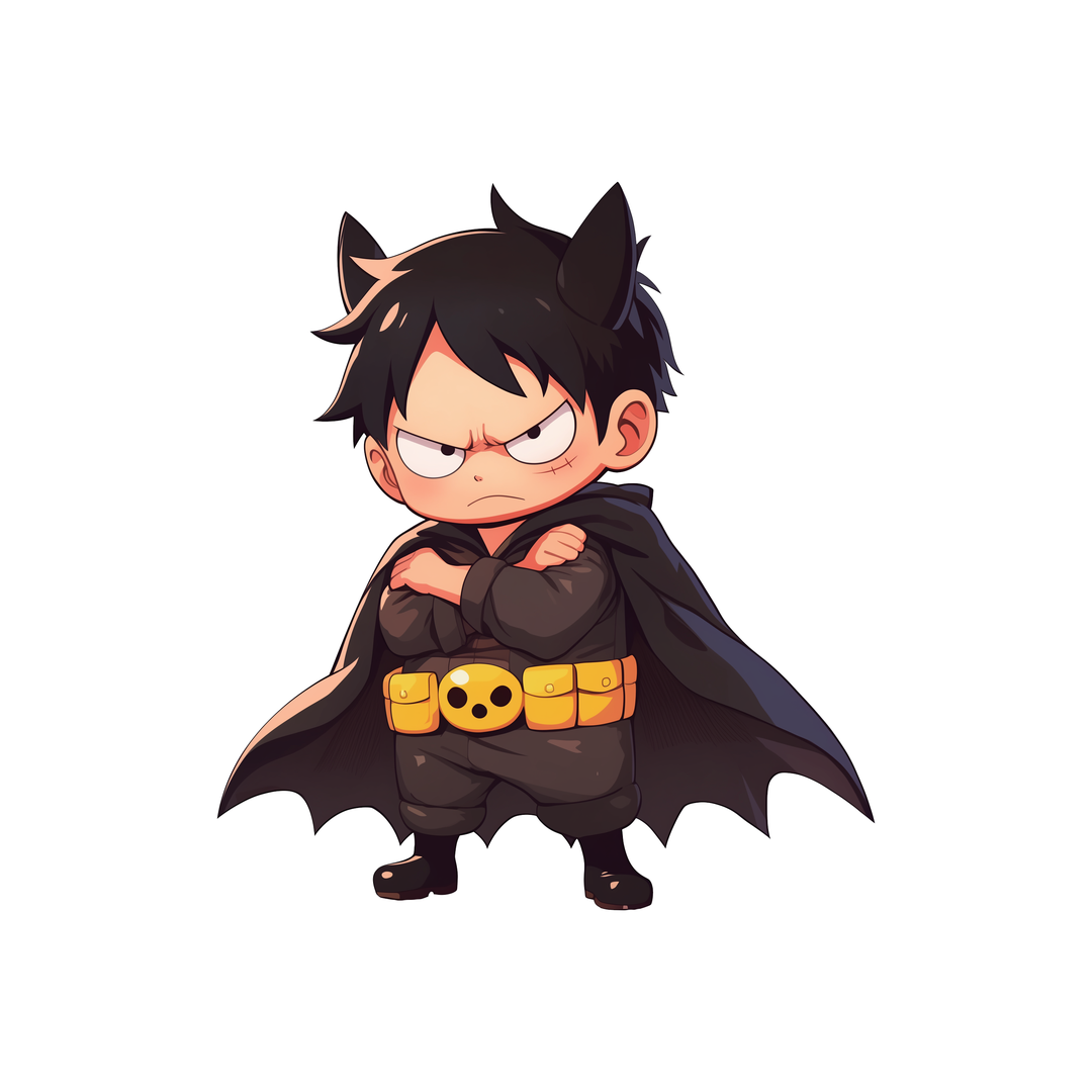 chibi luffy batman parody sticker