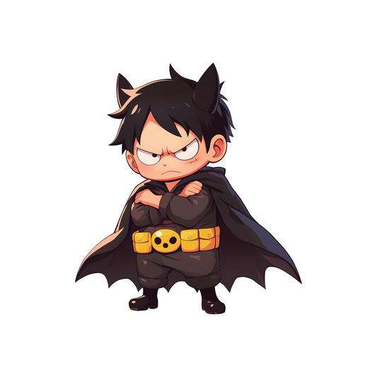 chibi luffy batman parody sticker