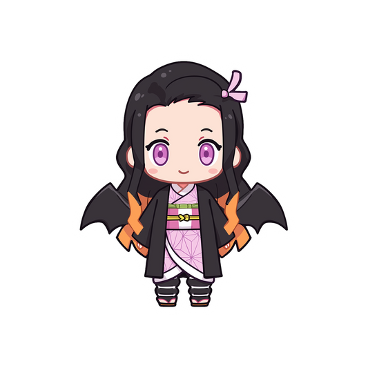 chibi nezuko kamado demon slayer bat wings sticker