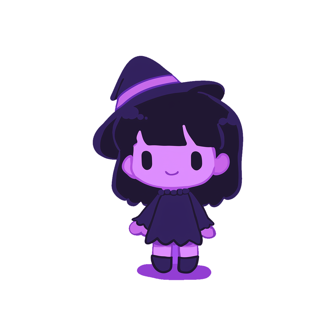 chibi purple witch girl sticker