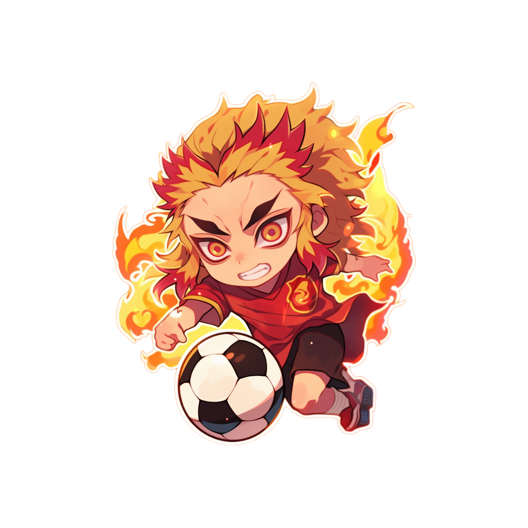 chibi rengoku playing soccer sticker
