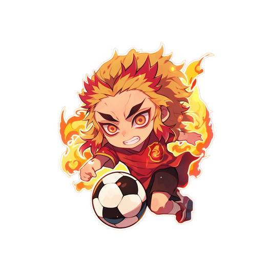 chibi rengoku playing soccer sticker