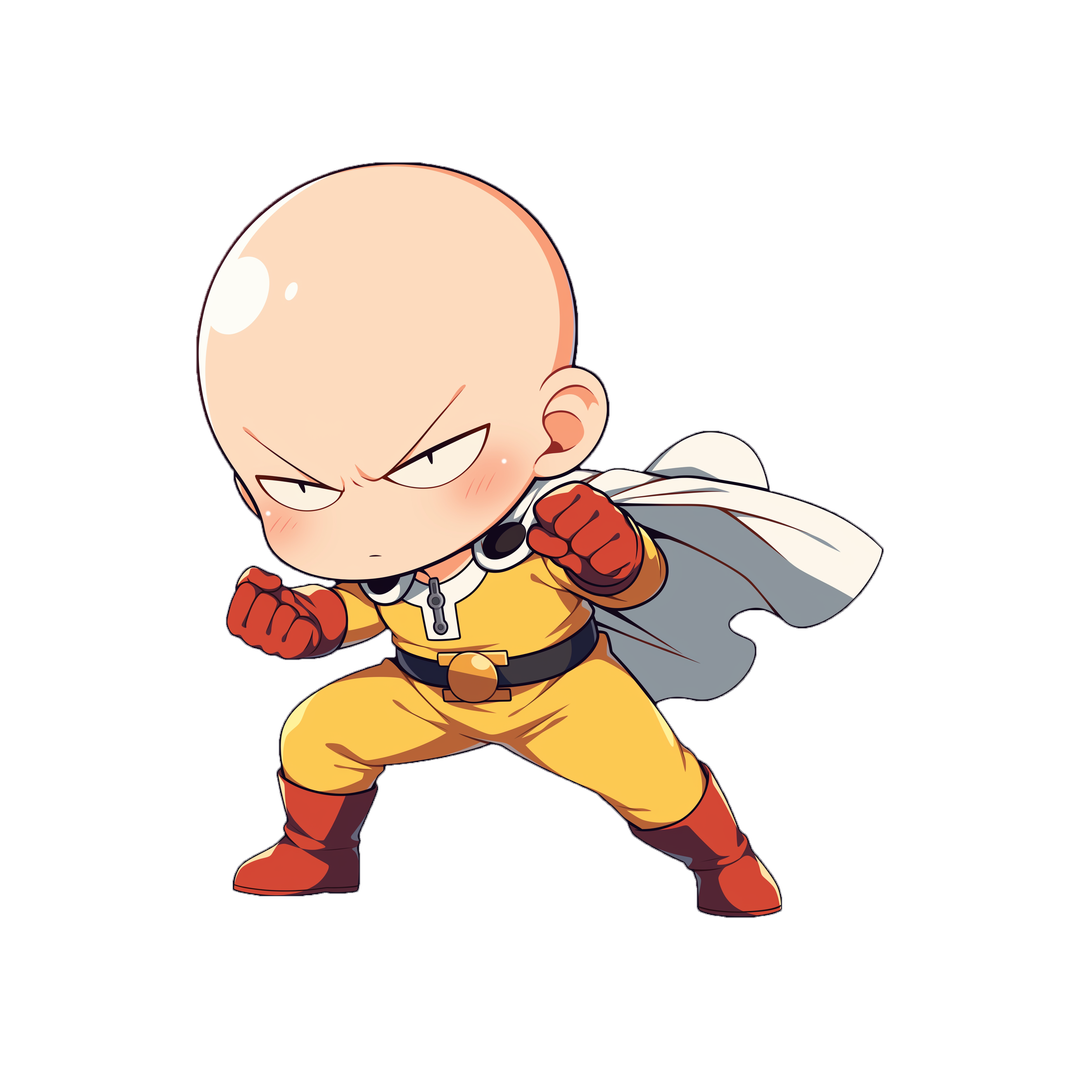 chibi saitama determined stance sticker