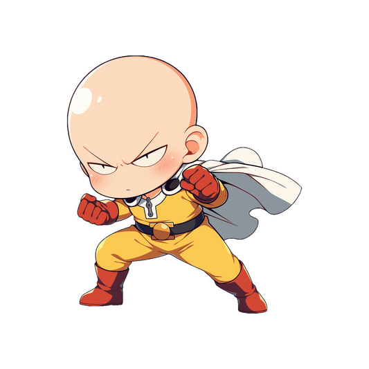 chibi saitama determined stance sticker