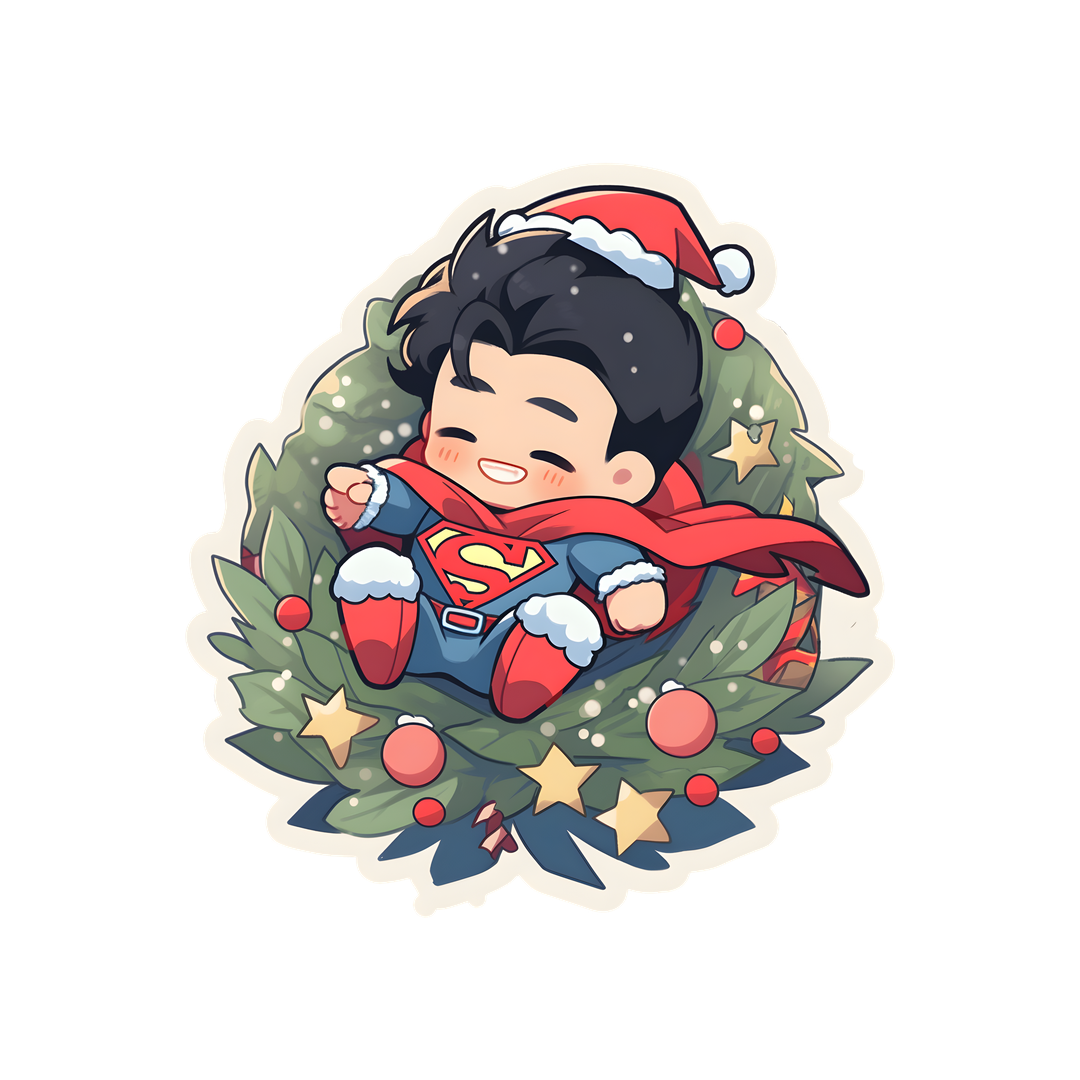 chibi superman christmas sticker