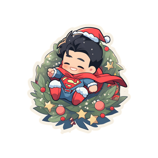 chibi superman christmas sticker