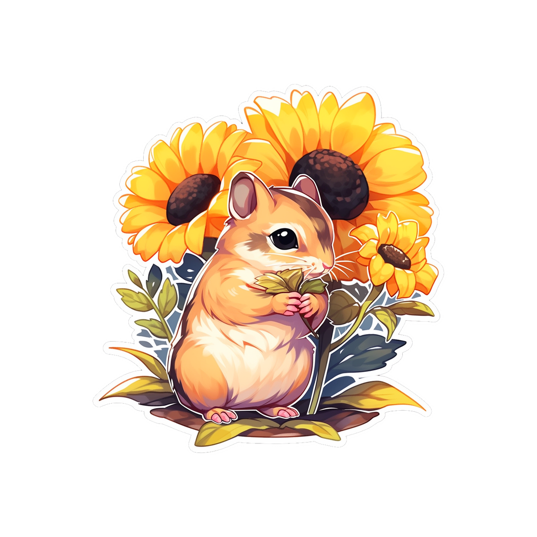 chipmunk with sunflowers sticker
