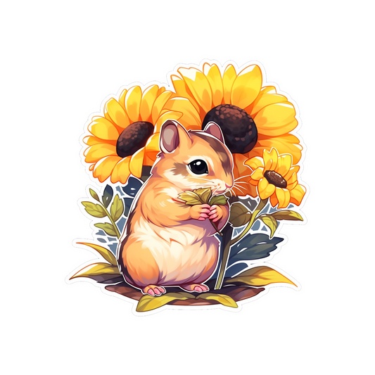 chipmunk with sunflowers sticker