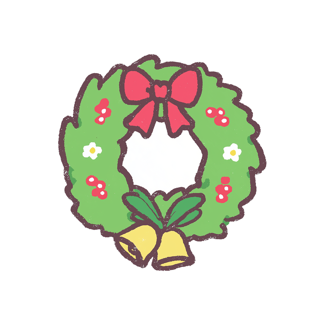 christmas holiday wreath handdrawn sticker
