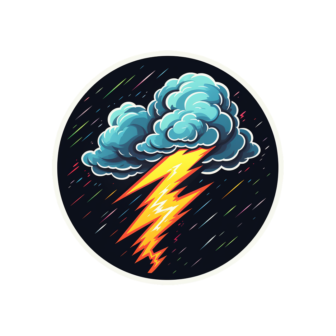 cloud with lightning round sticker