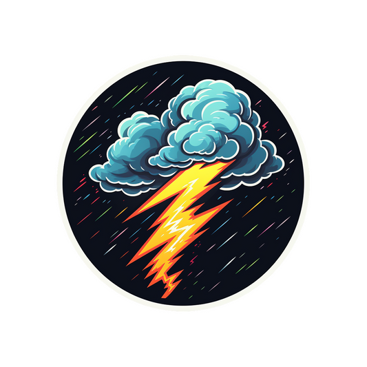 cloud with lightning round sticker
