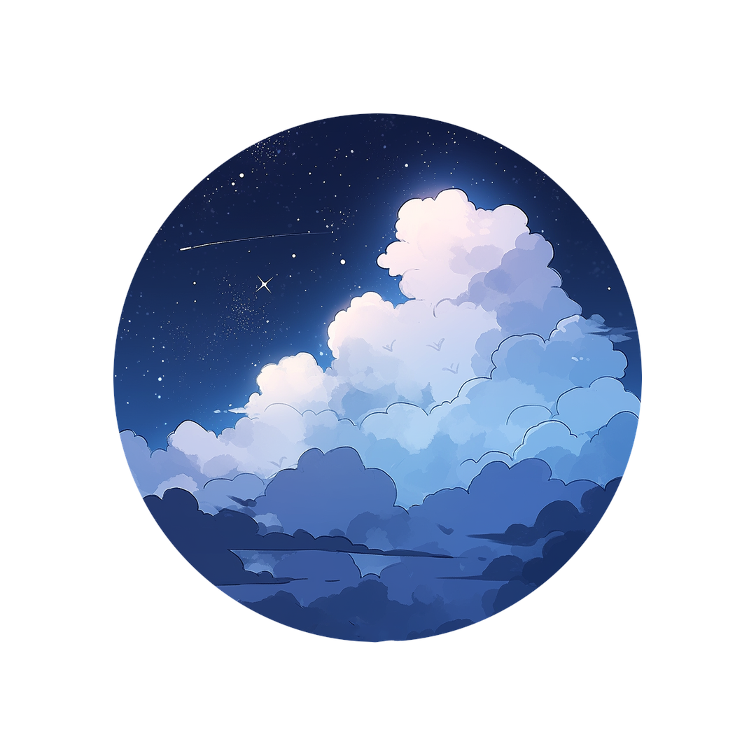 clouds against the night sky round sticker