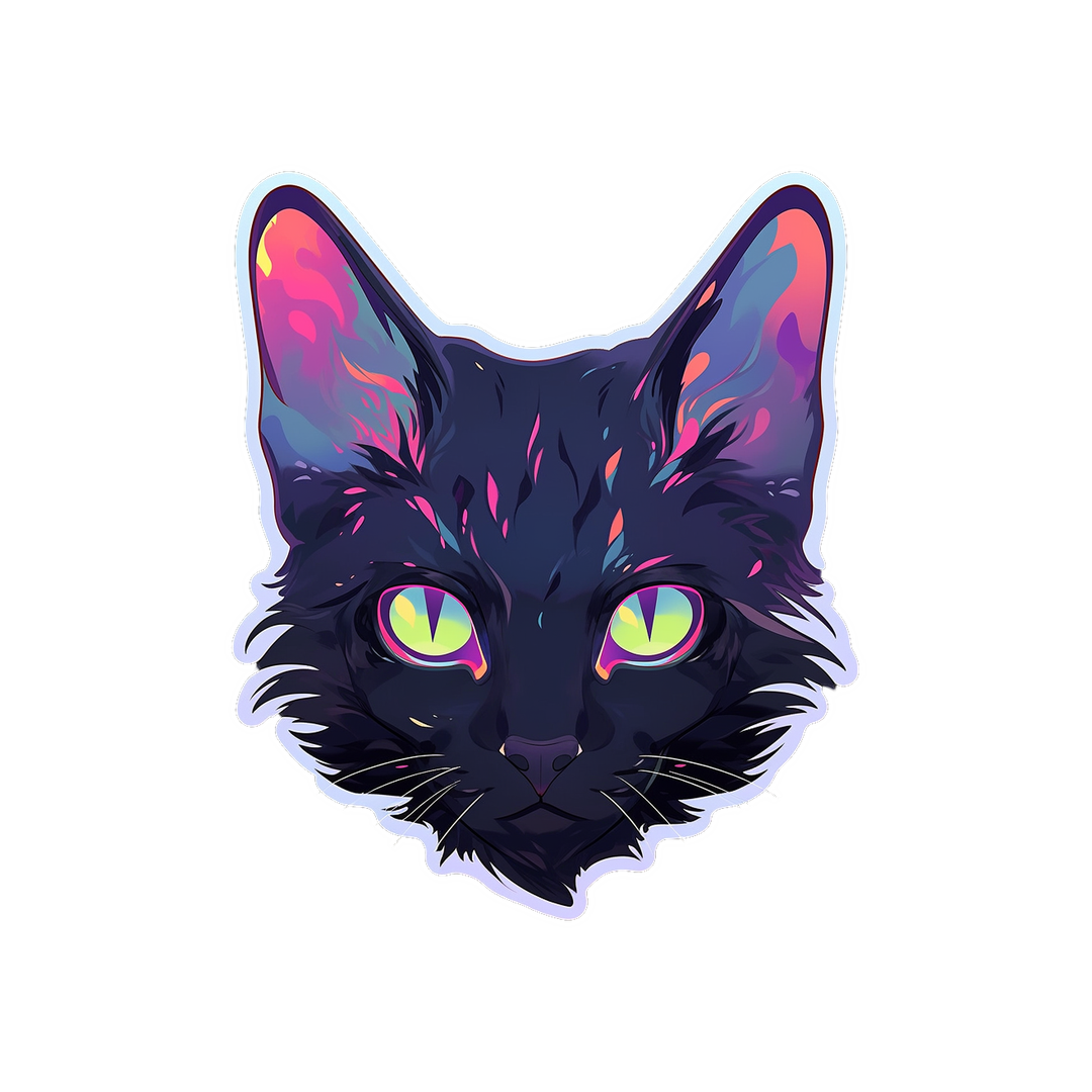 colorful cat with green eyes sticker