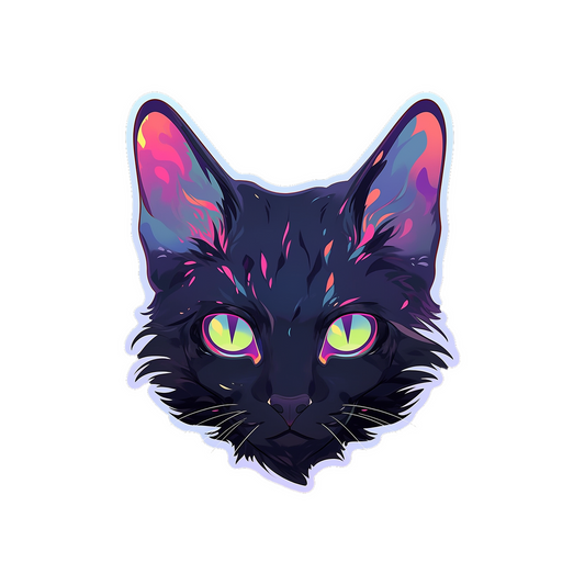 colorful cat with green eyes sticker