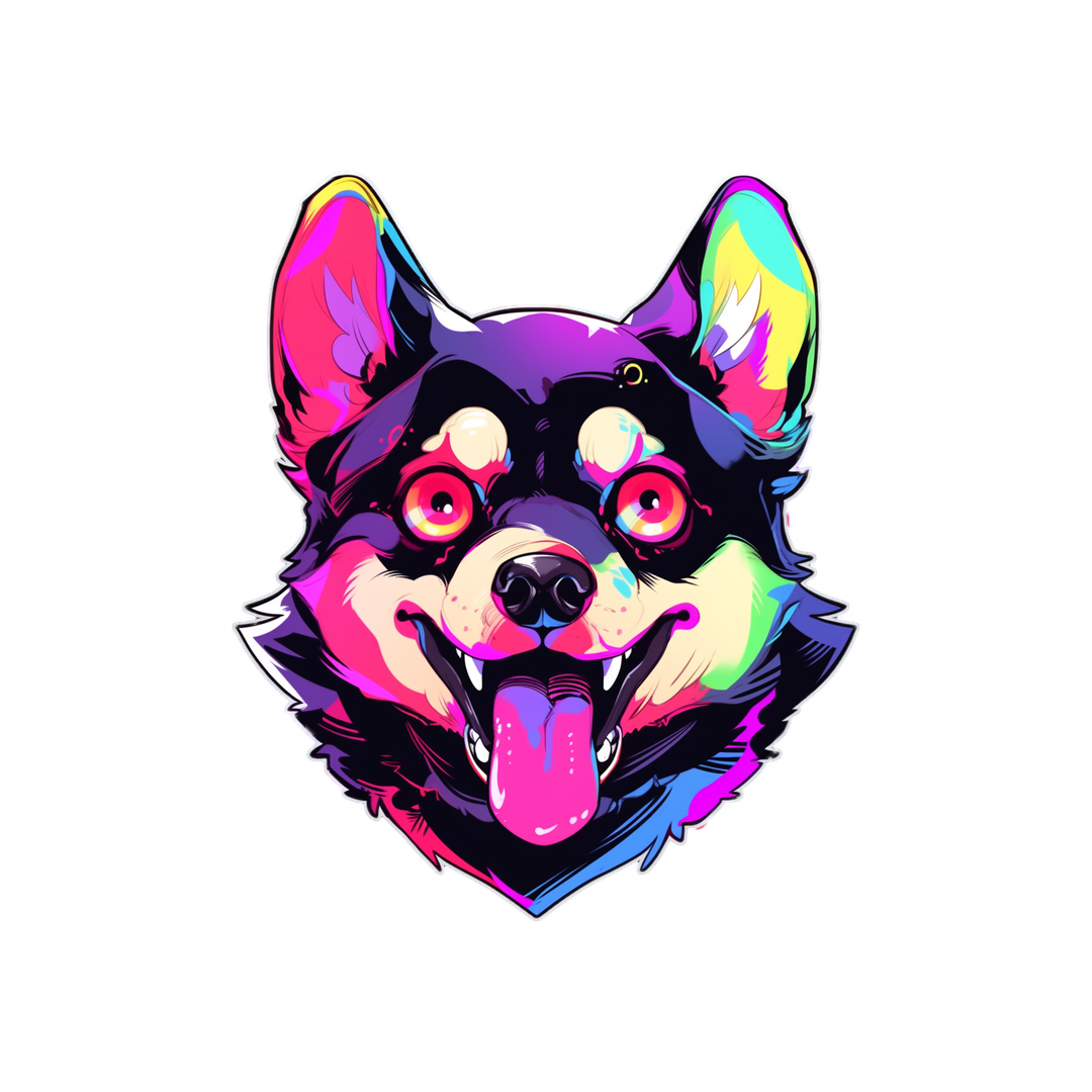 colorful dog head art sticker
