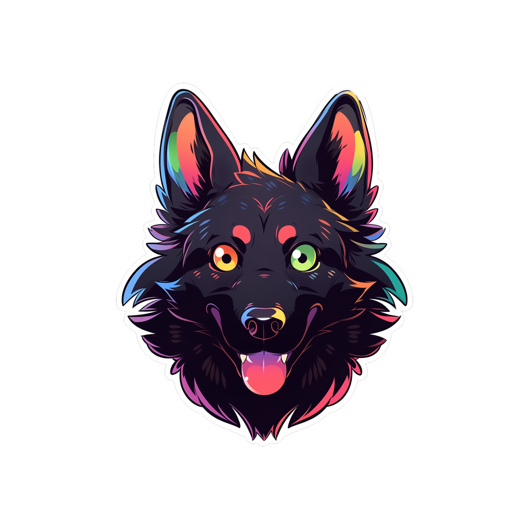 colorful funny dog head sticker