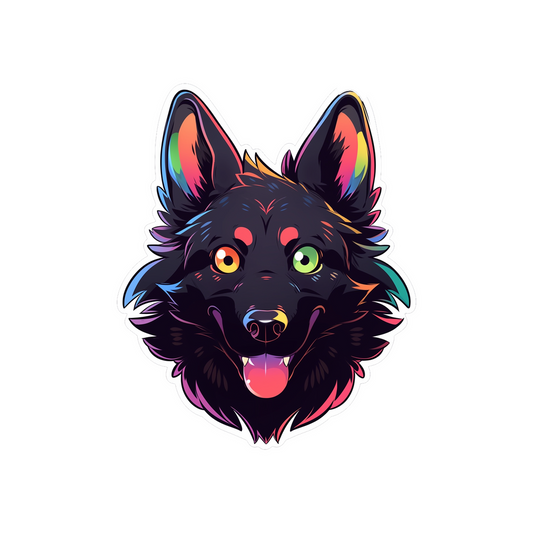 colorful funny dog head sticker