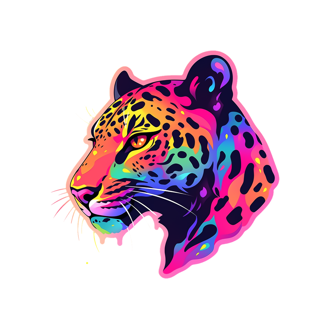 colorful leopard head sticker