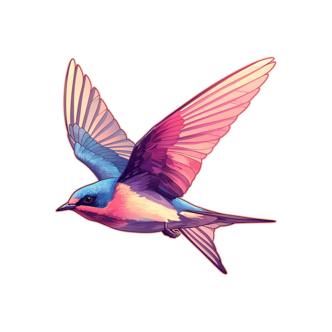 colorful swallow bird flying sticker