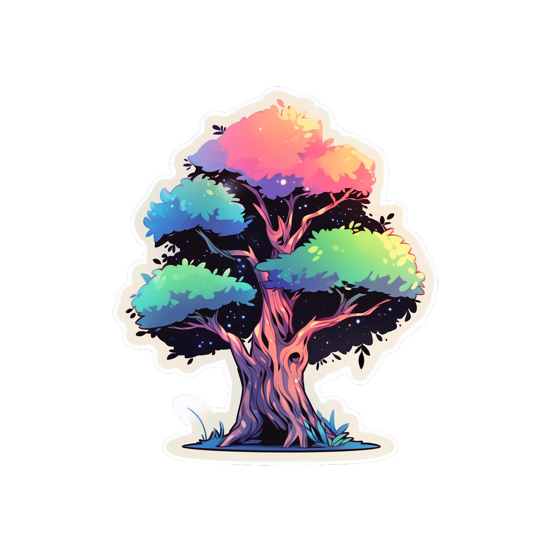 colorful tree art sticker