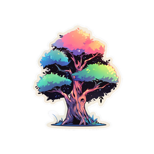 colorful tree art sticker