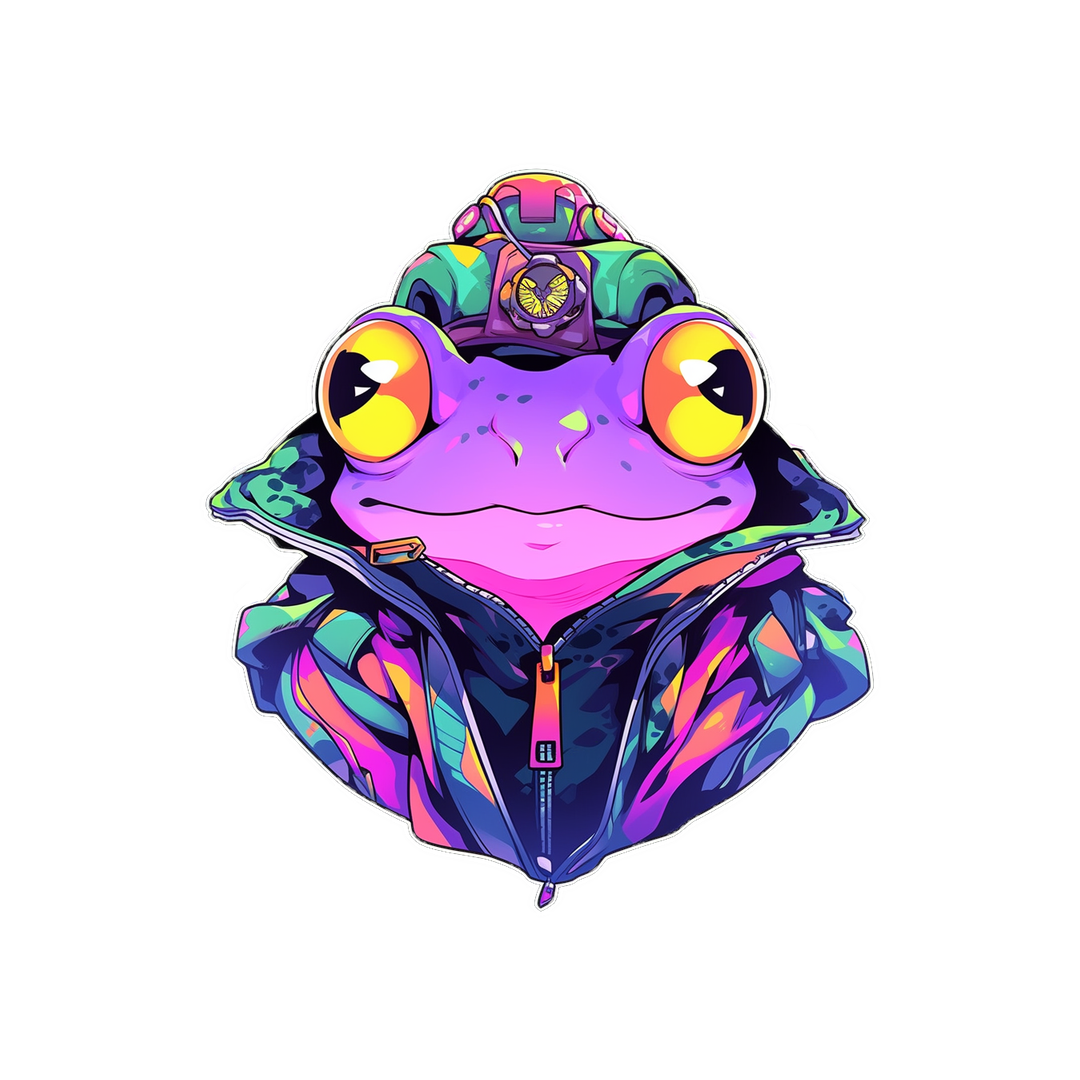 colorful trippy frog art sticker