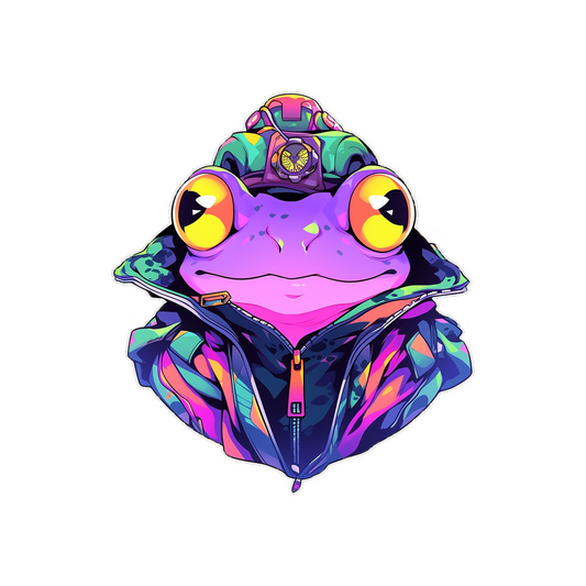 colorful trippy frog art sticker