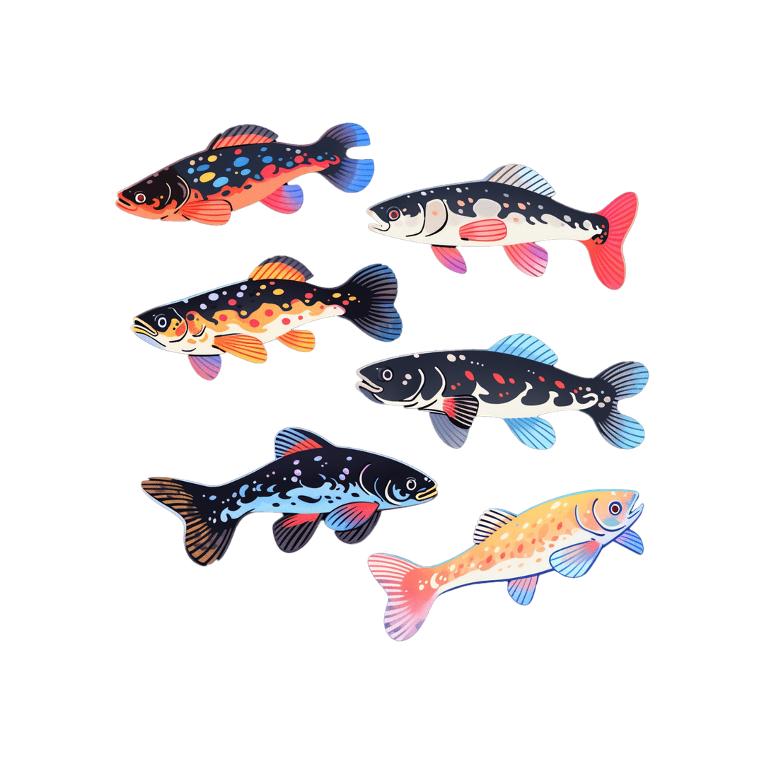 colorful trout fish art sticker